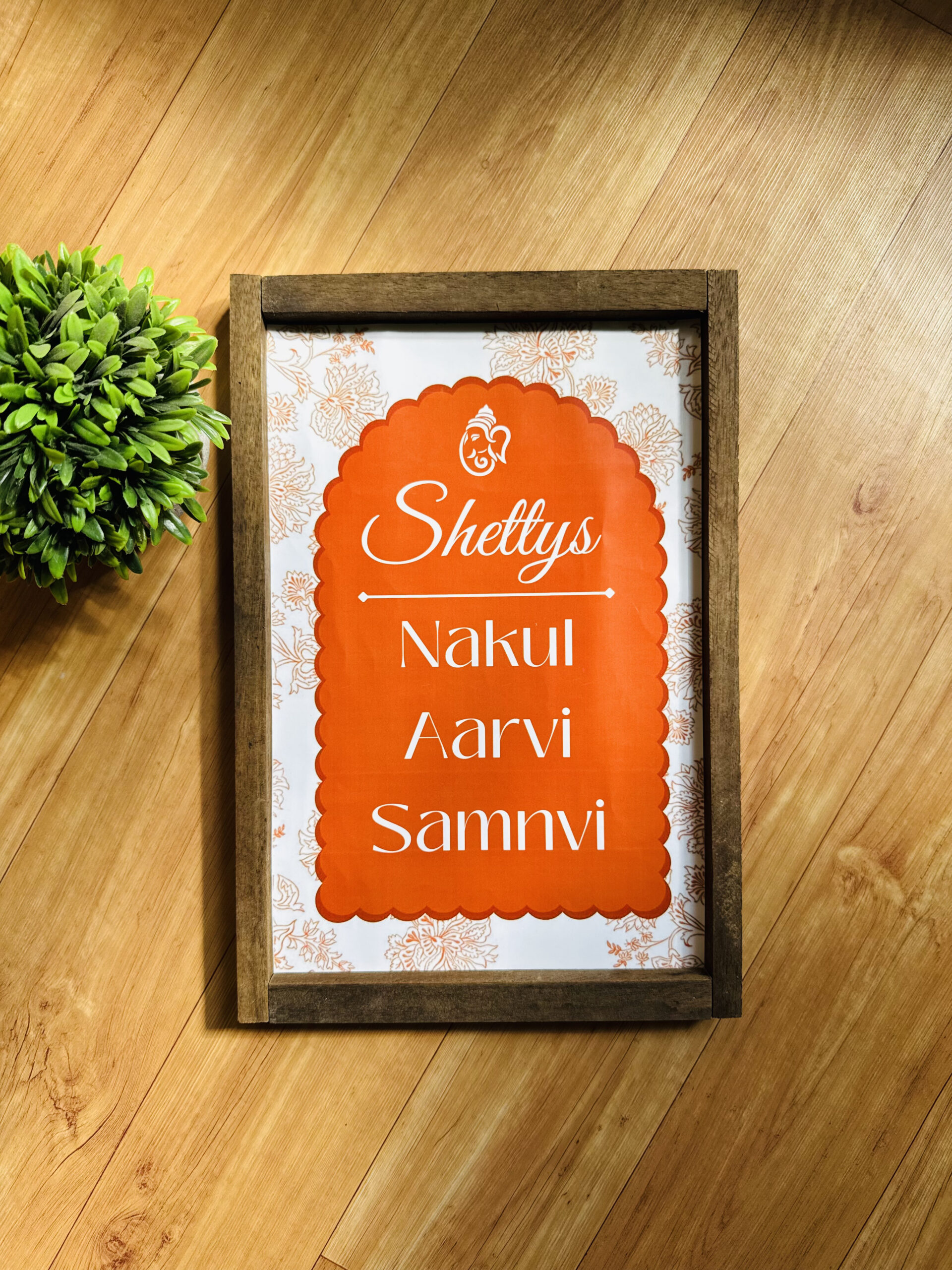 Rustic orange vintage wooden resin frame