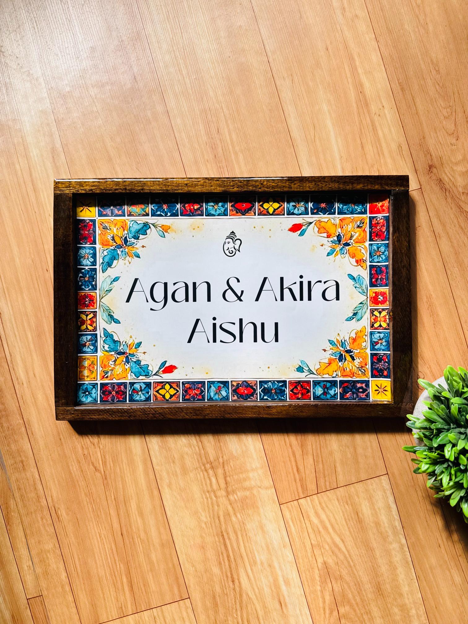 Multi tile vintage wooden resin frame