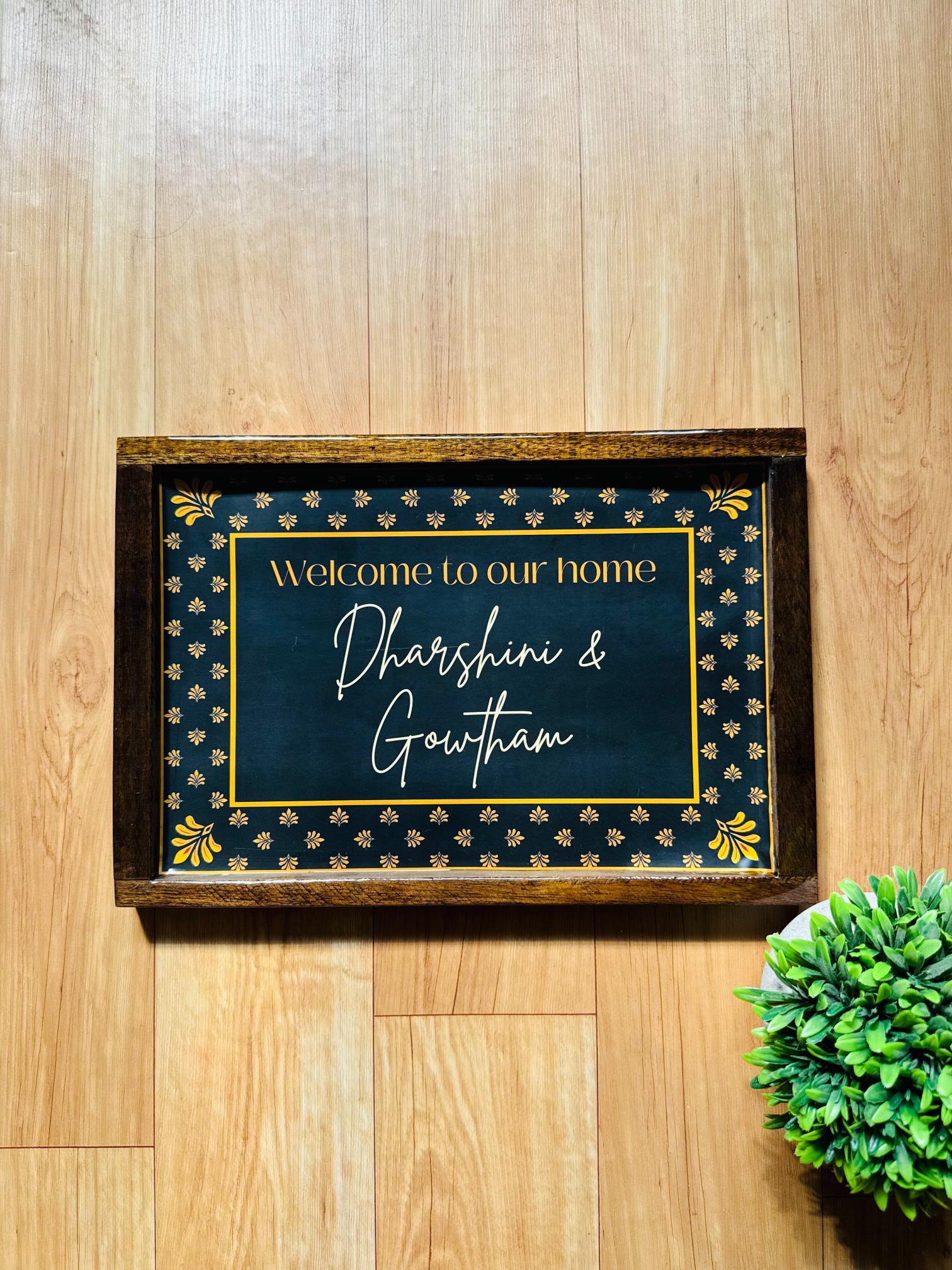 Dark floral wooden resin frame