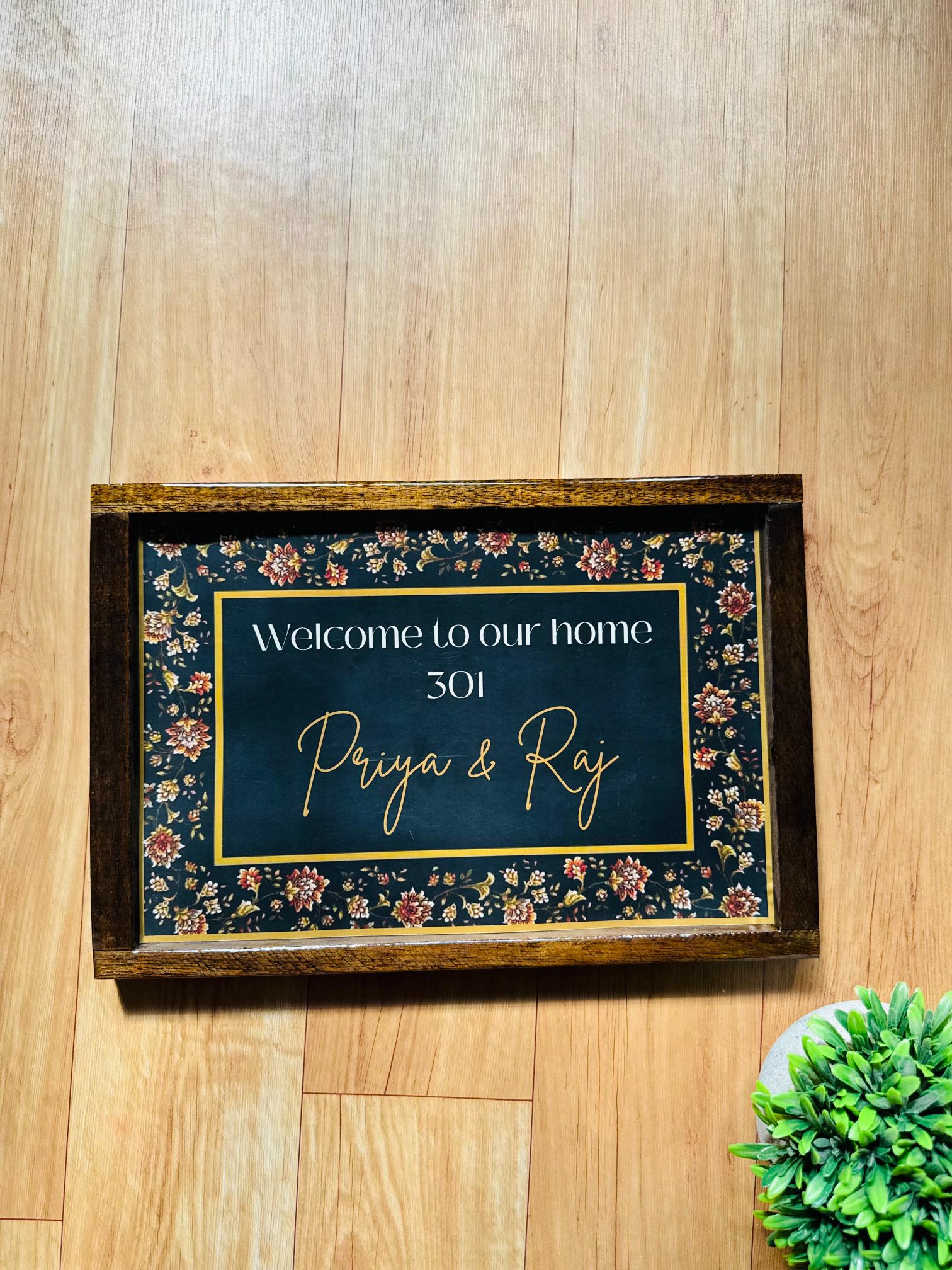 Midnight bloom vintage wooden resin frame