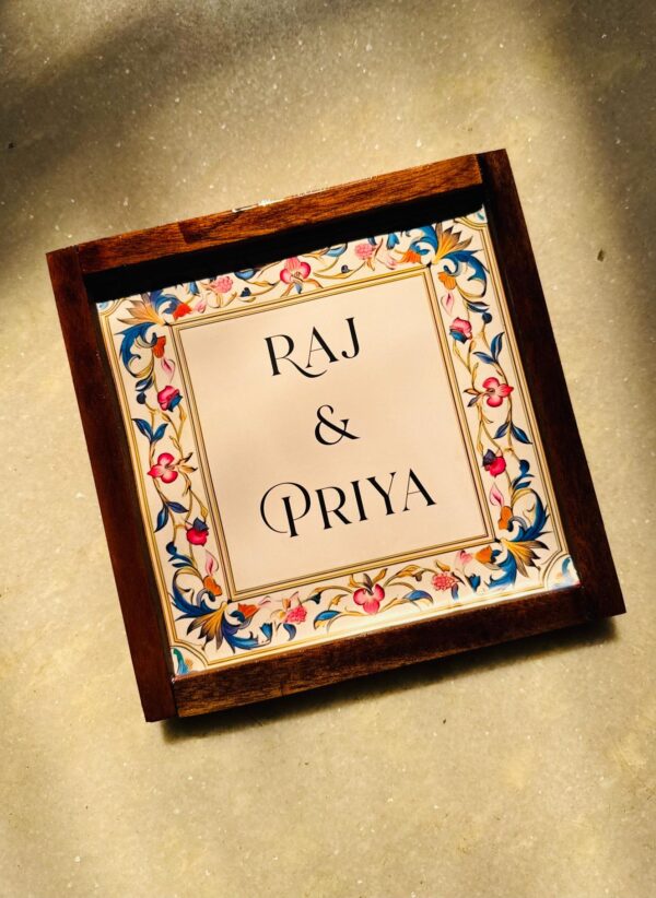 Blooming floral vintage wooden frame